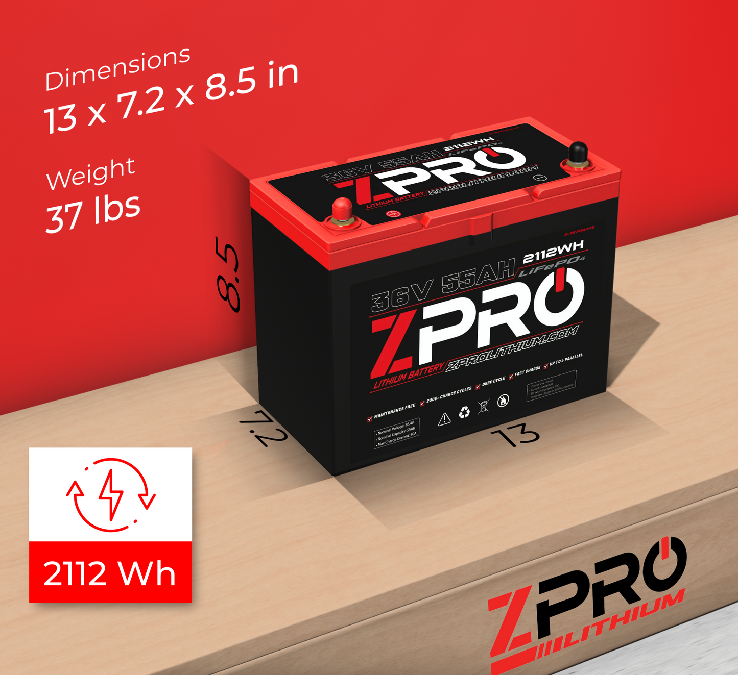 ZPRO 36V55AH LITHIUM BATTERY