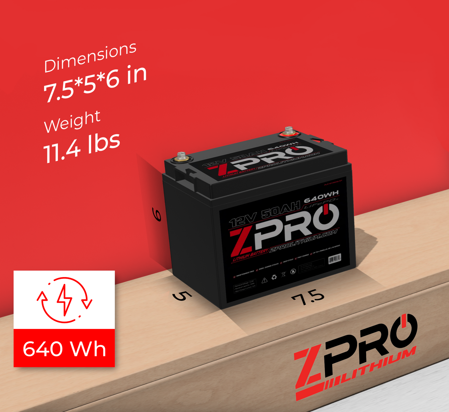 ZPRO 12V50AH LITHIUM BATTERY