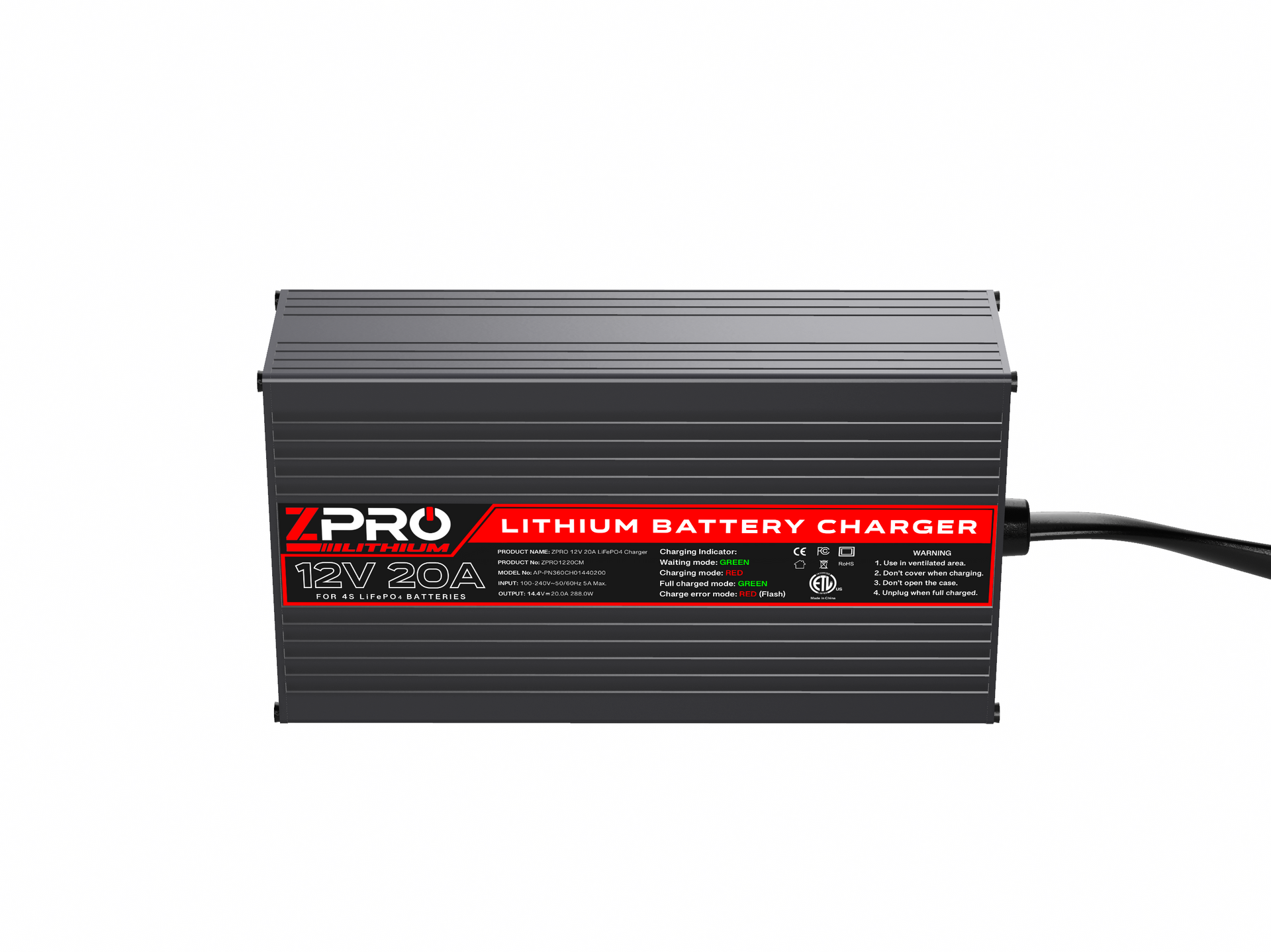 12V20A LITHIUM CHARGER – ZPRO LITHIUM
