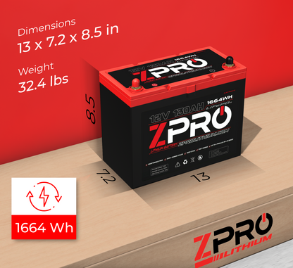 ZPRO Lithium 12V 130AH Battery