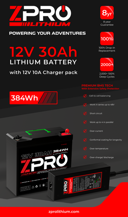 12V30AH Battery with 12V10A Charger